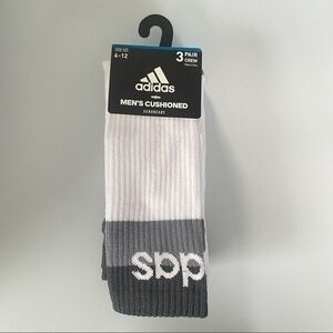 Adidas men’s crew cushioned socks white gray 3 pack size 6-12